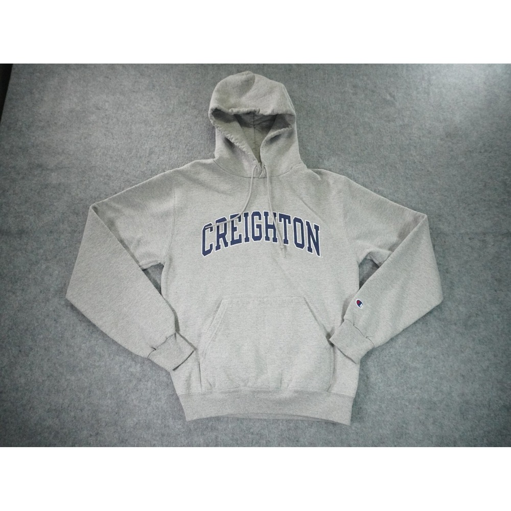 Champion Creighton Blue Jays Hoodie Mens Small Gray Pullover‎ Sweatshirt Pocket